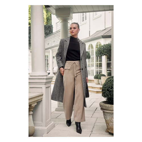 Faux Pocket Detail Pants with Thin Belt and Metal Toggles (SPA507A)
