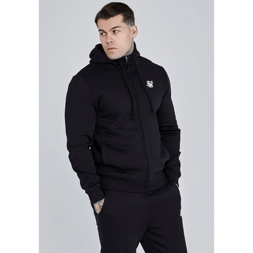 Black Essential Zip Through Funnel Hoodie