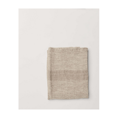 Sadie Handwoven Linen / Cotton Hand Towel Natural/White with Natural Stripe