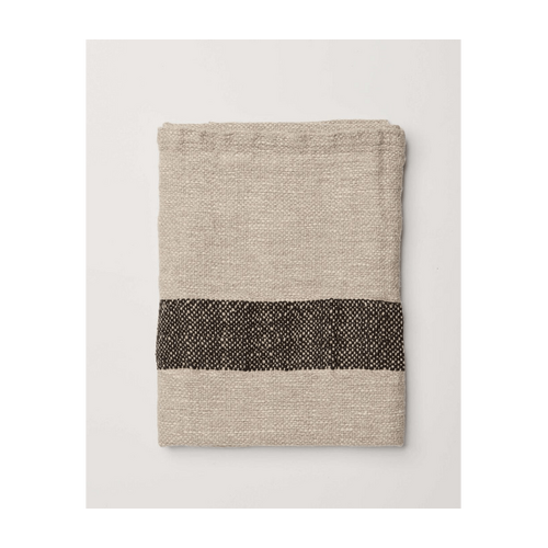 Sadie Handwoven Linen / Cotton Bath Towel Natural/White with Black Stripe