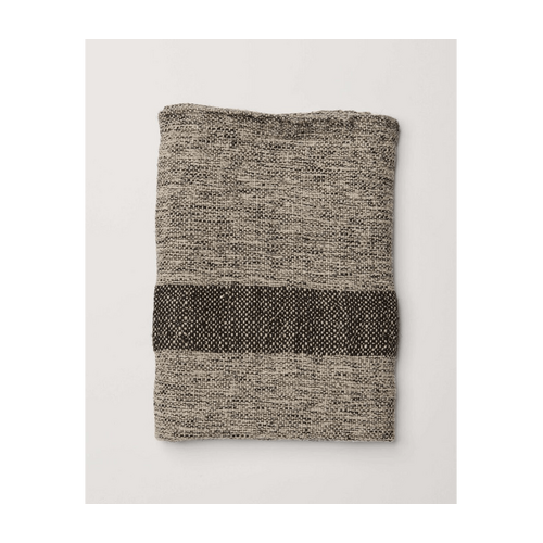 Sadie Handwoven Linen / Cotton Bath Towel Natural/Black with Black Stripe