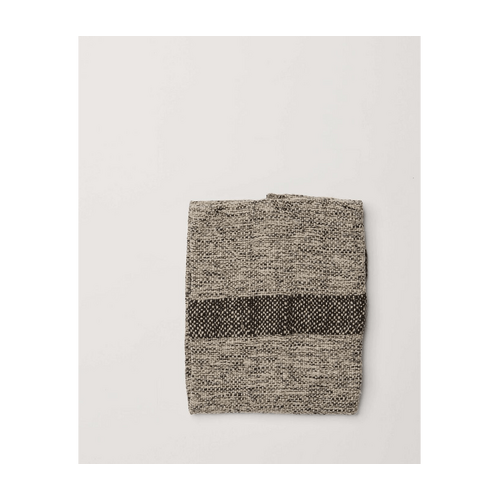 Sadie Handwoven Linen / Cotton Hand Towel Natural/Black with Black Stripe