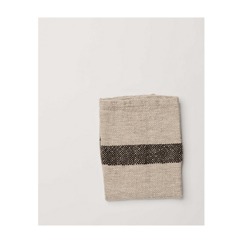 Sadie Handwoven Linen / Cotton Hand Towel Natural/White with Black Stripe