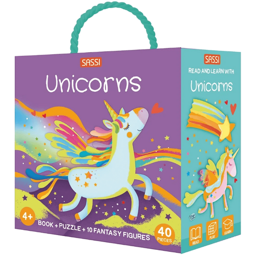Sassi 3D Puzzle and Book Set - Read and Learn with Unicorns, 40pcs