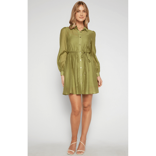 Gold Button Textured Shirt Dress with Slip Lining (SDR1560B)
