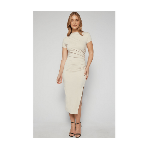 Ruched Detail Short Sleeve Jersey Midi Dress (SDR1653B)
