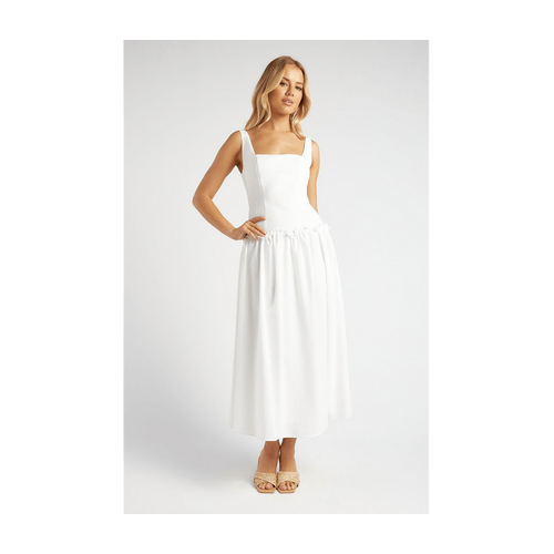 Drop Waist Scallop Frill Detail Midi Dress (SDR1718A)