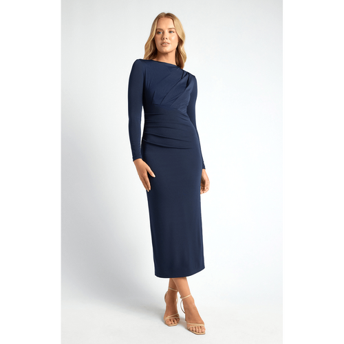 Pleated Detail Stretch Jersey Midi Dress (SDR1746A)