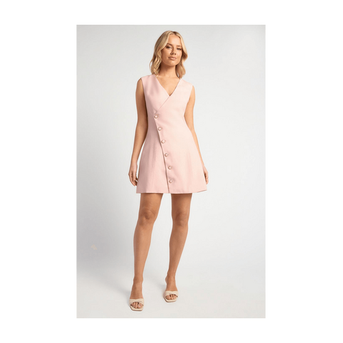 Asymmetrical Gold Accent Button Vest Dress (SDR1793A)