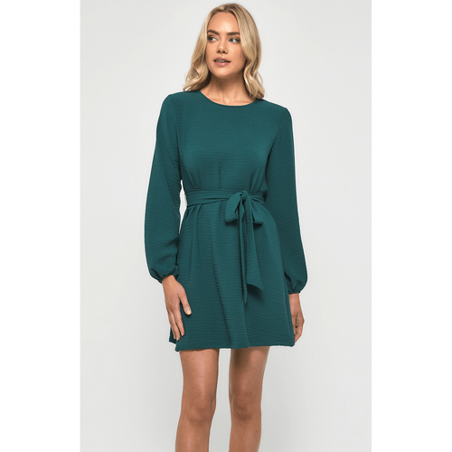 Round Neckline Long Sleeve Shift Dress (SDR547B)