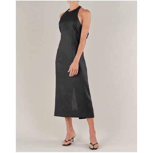 Amelius Santa Cruz Linen Halterneck Dress - Black