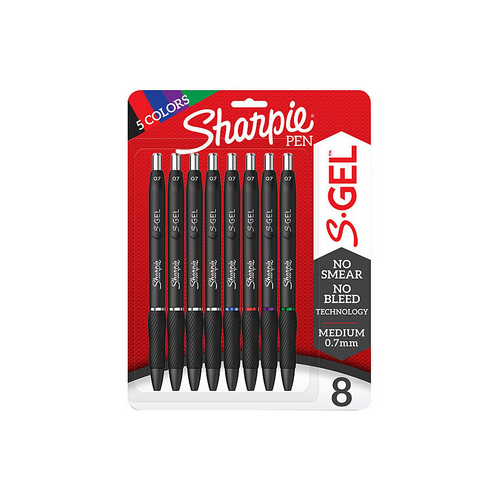 Sharpie Gel 0.7mm Bus Asst Pk8