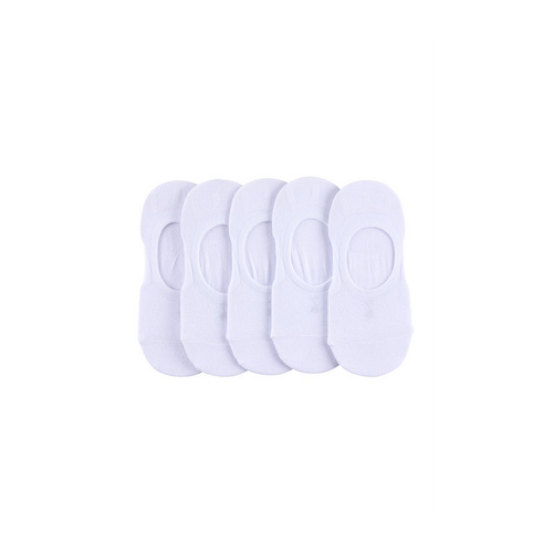 Womens Fine Cotton No-Show Conceal Socks - 5 Pack- White