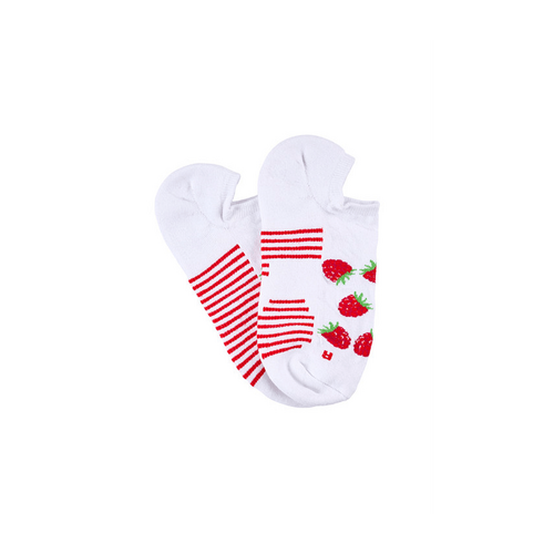 Womens Aromatherapy Cotton No-show Socks with Massaging Soles - Energizing Raspberry- White