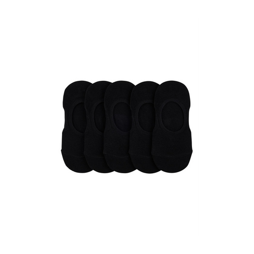 Womens Fine Cotton No-Show Conceal Socks - 5 Pack-Black