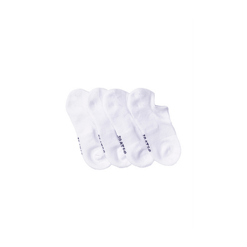 Women&#39;s Combed Cotton No-Show Cushioned Sole Socks - 4 Pack - White of 4