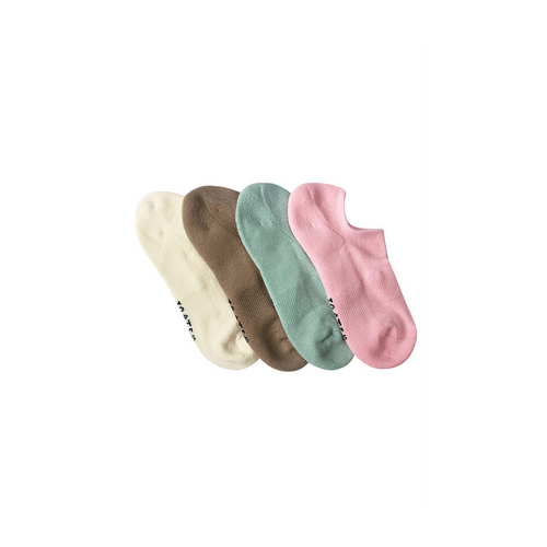 Women&#39;s Combed Cotton No-Show Cushioned Sole Socks - 4 Pack- Sage &amp; Rose of 4