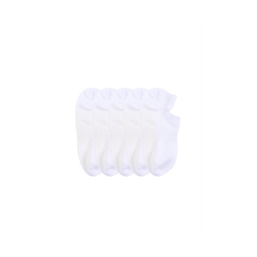 Women&#39;s Cotton Pilates No-Show with Non Slip 5 Pack - White