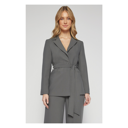 Collared Blazer with Pockets and Tie Belt (SJT394B)