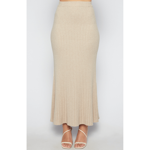 Ribbed Knit A-line Maxi Skirt (SKN811)