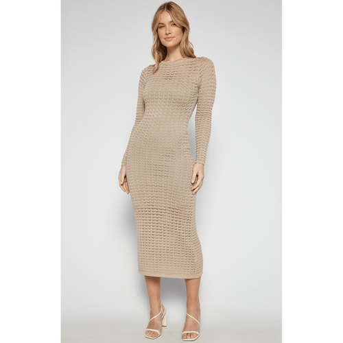 Crochet Knit Maxi Dress with Slip Lining (SKN814)