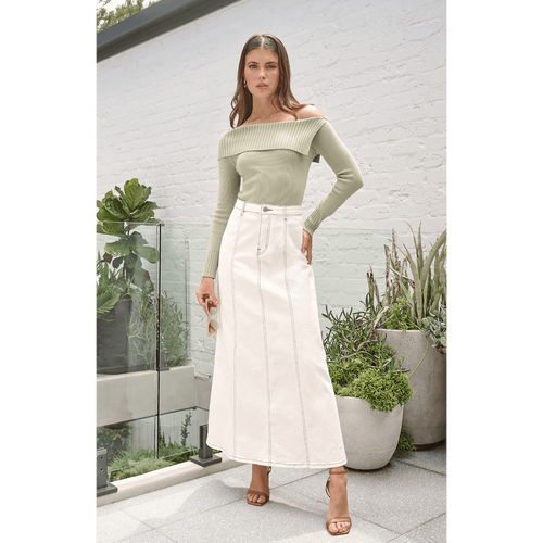 One Shoulder Knit top with Folded Split Neckline (SKN851)