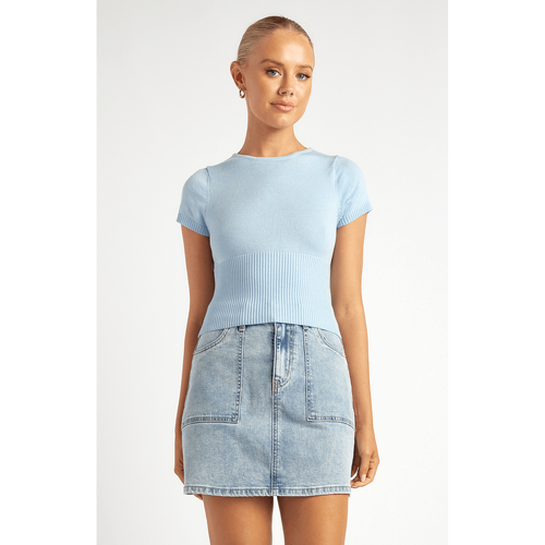 Contrast Waist Panel Knit Top (SKN913)