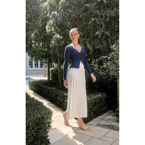 Raised Rib Textured Knit Midi Skirt (SKN915)