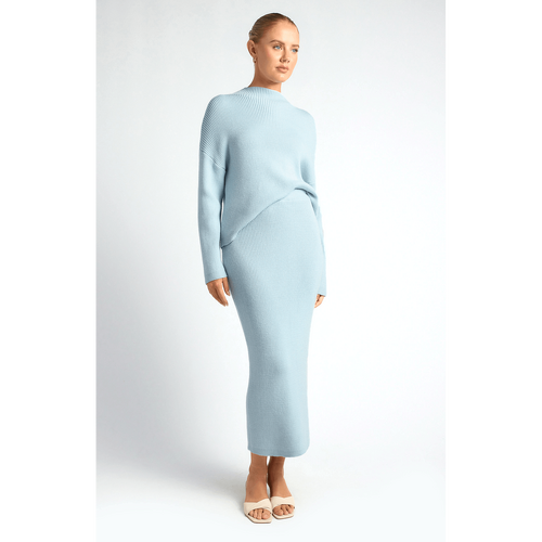 Mock Neck Jumper And Midi Skirt Knit Set (SKN952)