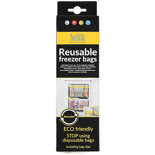 Nostik Reusable Freezer Bags + Clips Set of 4