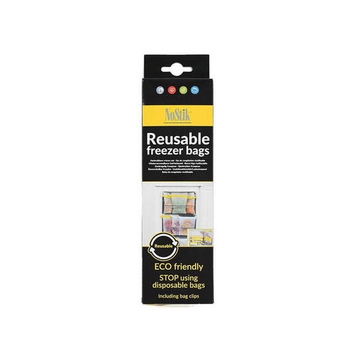 Nostik Reusable Freezer Bags + Clips Set of 4