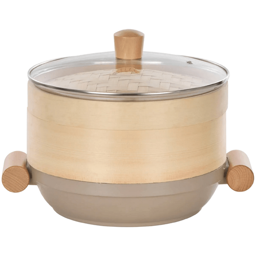 Davis &amp; Waddell 3-in-1 Pan &amp; Steamer Set With Glass Lid Taupe &amp; Natural