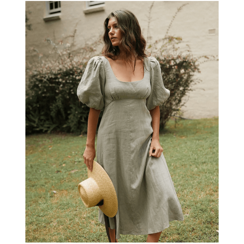 Amelius Romilly Linen Midi Dress - Sage