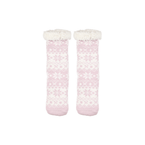 Womens Hotty Super Soft Faux Sherpa Lined Slipper Socks with Non-Slip - Snowflake