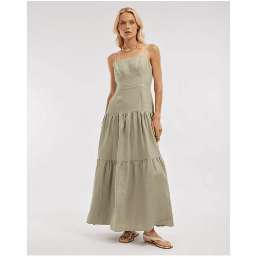 Amelius Sorrento Linen Maxi Dress - Sage