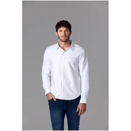 Society Of Wolves Long Sleeve Oxford Shirt White