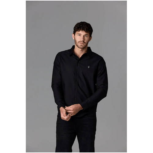 Society Of Wolves Long Sleeve Oxford Shirt Black