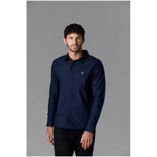 Society Of Wolves Long Sleeve Oxford Shirt Navy