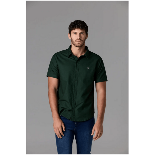 Society Of Wolves Short Sleeve Oxford Shirt Green