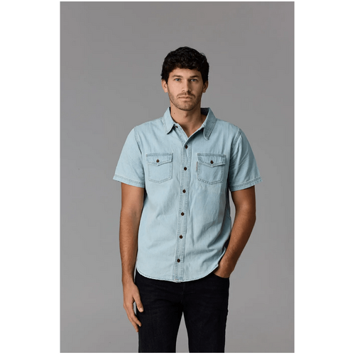 Society Of Wolves Short Sleeve Denim Shirt Light Wash