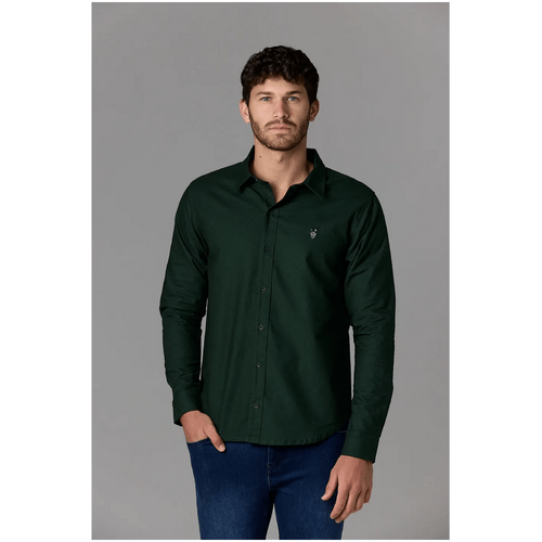 Society Of Wolves Long Sleeve Oxford Shirt Green