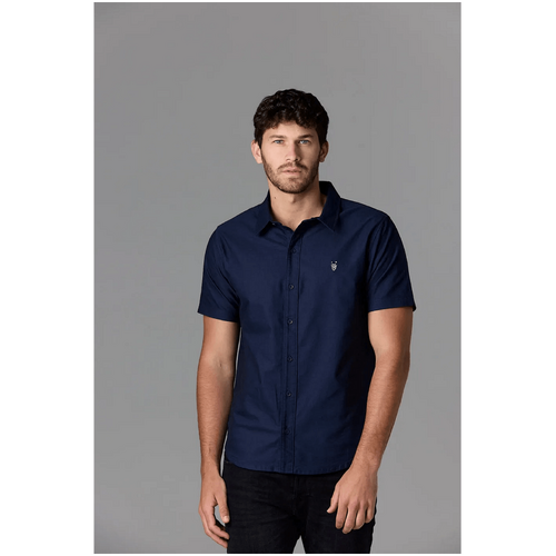 Society Of Wolves Short Sleeve Oxford Shirt Navy
