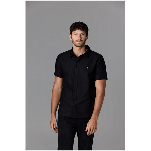 Society Of Wolves Short Sleeve Oxford Shirt Black