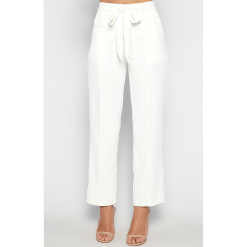 High Waisted Pants with Front Seam Detail and Belt (SPA467A)