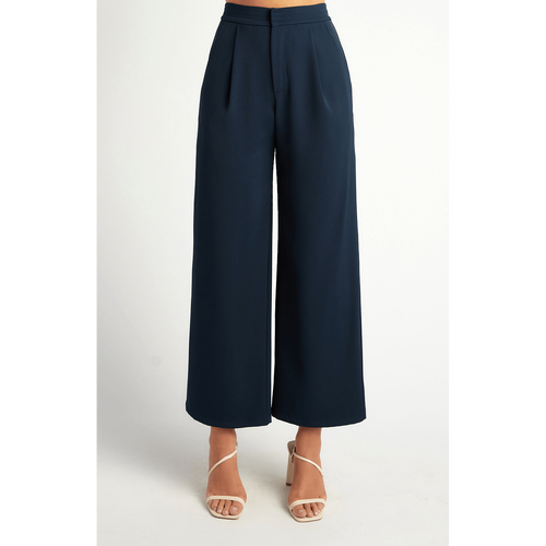 Topstitch Waistband Detail Wide Leg Pants (SPA487A)