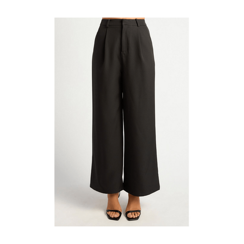 Wide Leg Pants with Elastic Back Waist and Pockets (SPA498A)