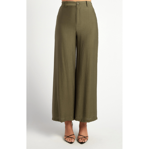 Elastic Back Waist Textured Pants with Marble Button (SPA511B)