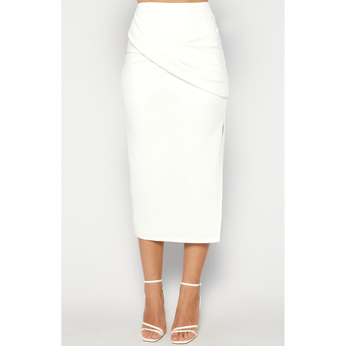 Front Twist Feature Stretch Midi Skirt (SSK373B)