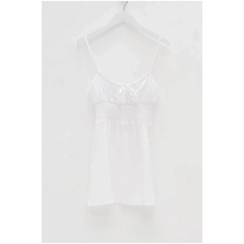 Style Addict Shirred Waist Dress / White
