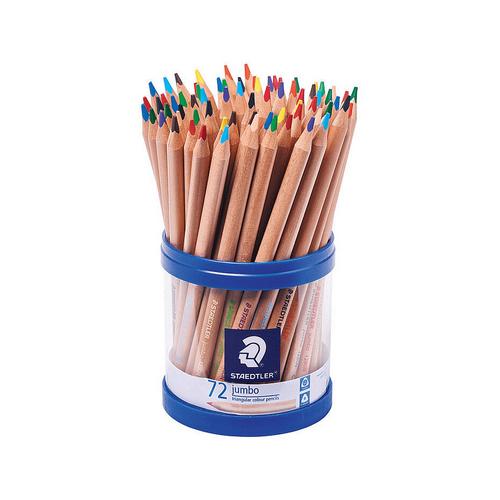 Staedtler Natural Jumbo Triangular Colour Pencils - Cup of 72 - Assorted Colours